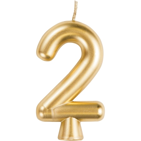 Gold Number 2 Candle, 1.5x2.75, 12PK